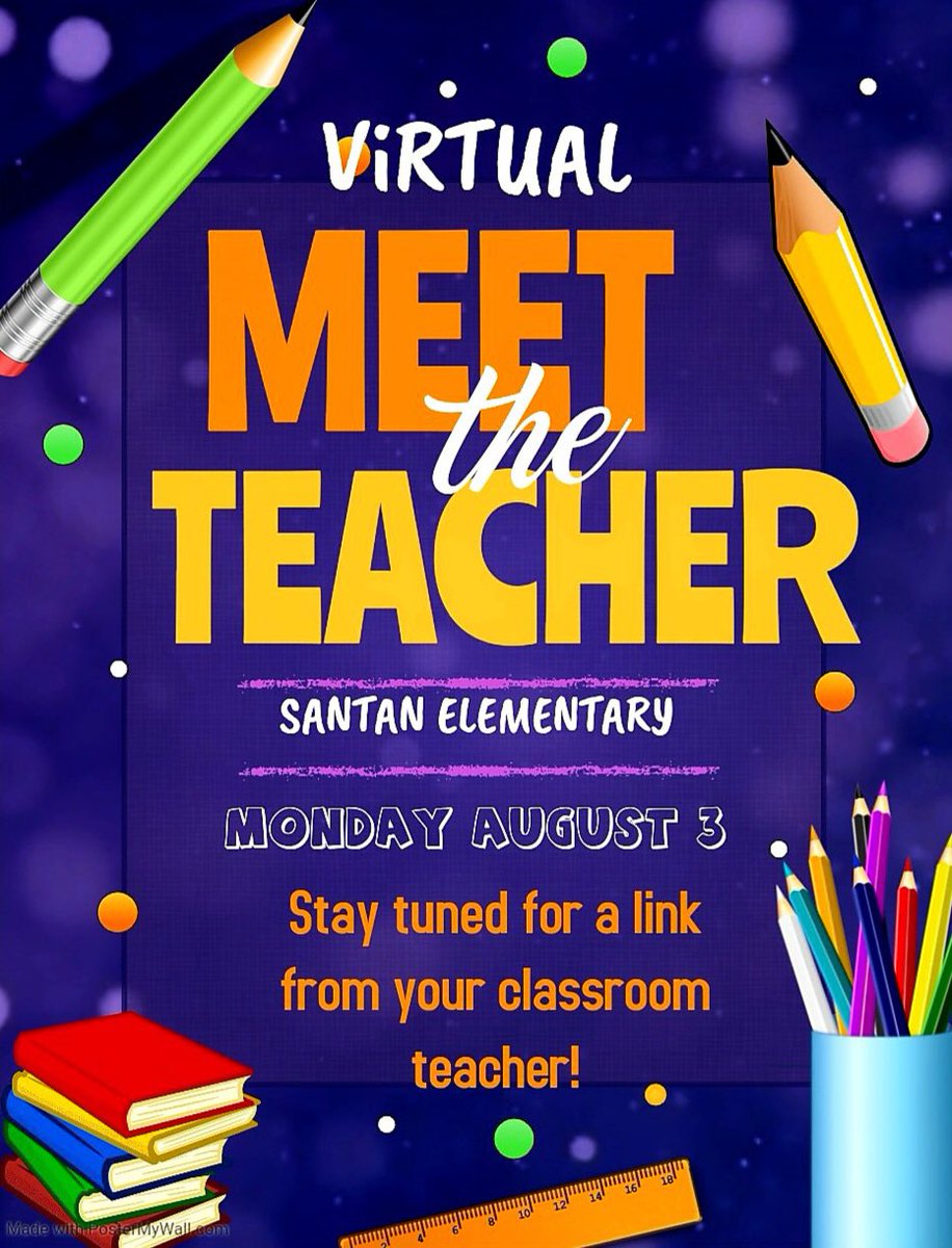 SantanPrincipal's tweet photo. Santan Elementary teachers &amp; staff would like to invite our incoming students to join us Monday, August 3 for our first ever Virtual Meet the Teacher event!  Please watch for a link from your classroom teacher to attend.  #SantanStormers #2020SchoolYear ⁦@ChandlerUnified⁩ https://t.co/oG4J5GbMqS