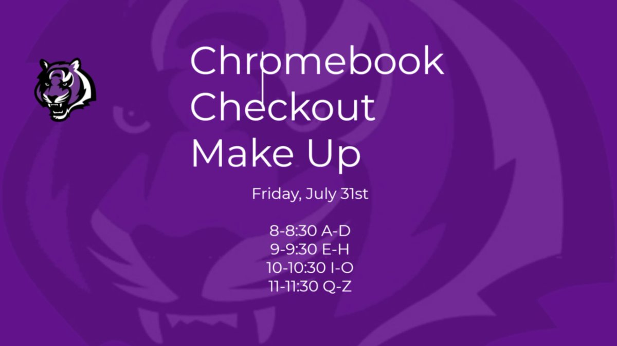 MHS Tigers - This is for any new student to Millennium who has not picked up their Chromebook.