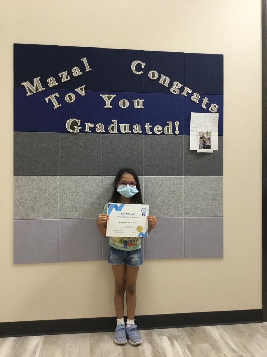 Its a little late, but Mazel Tov, Felicitaciones and Congrats to this VT graduate!  She worked extremely hard to improve her vision and tracking--in the midst of a pandemic!  She powered through virtual VT and came out victorious!  YAY LAUREN!