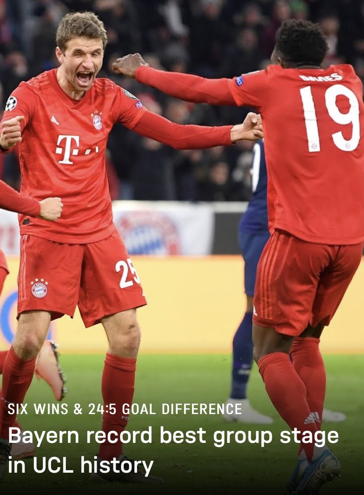 Bayern also broke the record for the most Goals scored in UCL (Ronaldo League) Groupstage with 24 Goals in 6 Games!!!