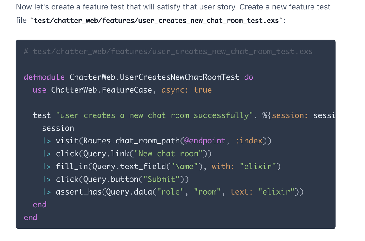 Sample syntax highlighting from TDD
Phoenix