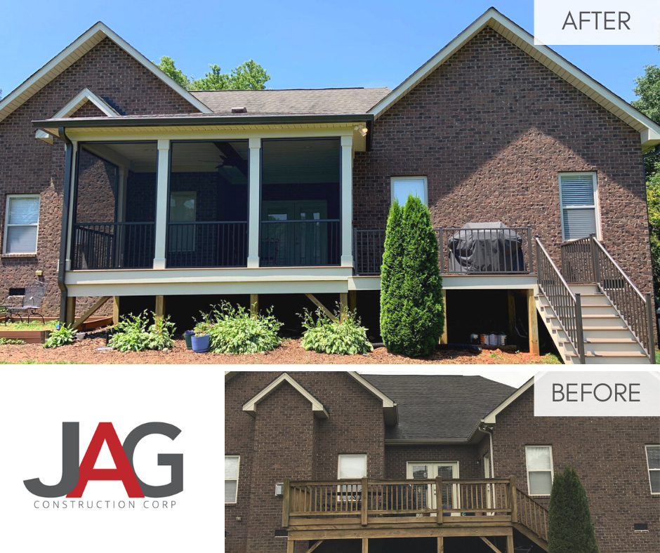 JAGConstCorp's tweet photo. We transformed an old pressure-treated, dangerous deck into an attractive screen porch ready for many summers of bug-free breezes and BBQs. 🔥 For more pics and a look inside, visit https://t.co/f2d61qskzy
#screenporch #outdoorliving #construction #CLT #LKN #Davidson https://t.co/wLqjbEObrt