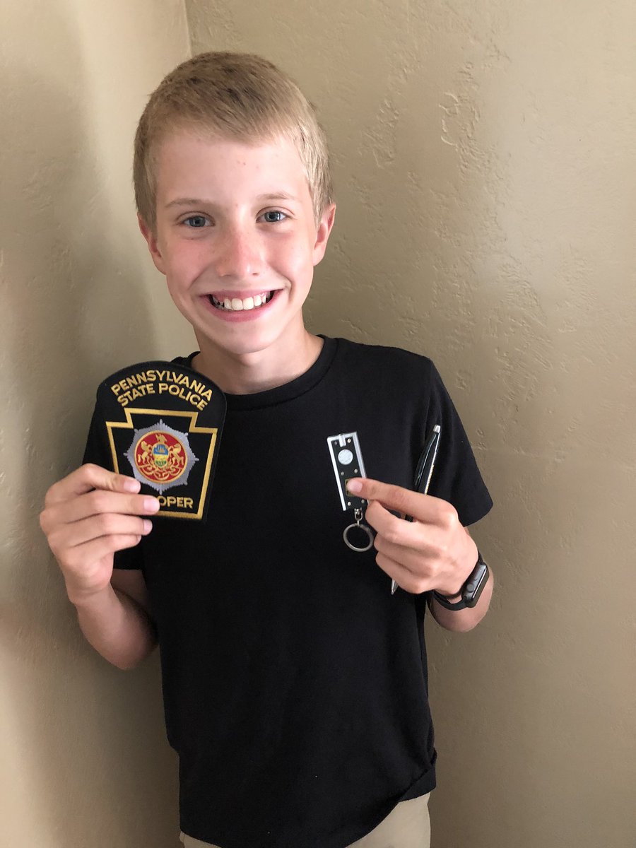 Hagermanmuse's tweet photo. Thanks to @PAStatePolice for all that you do!   My son, Brady, did odd jobs to raise money to buy the officers pizza for lunch!  He is doing service projects to get into Junior National Honor Society @McGuffey_MS and he was excited to show his appreciation to the officers. https://t.co/ZzLzcnHMIZ