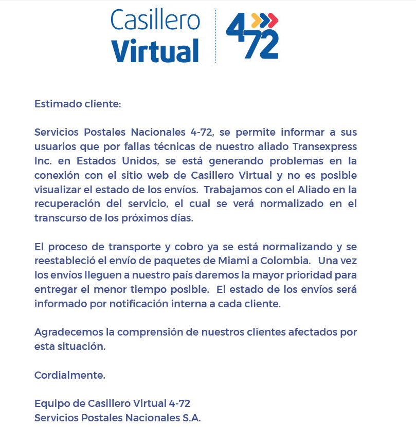 maurommelgar's tweet photo. @Casillero472 @472Colombia si esto es verdad, porque no comienzan también a cobrar los paquetes represados en bogotá por pago de impuestos? https://t.co/PqH9v01V1E
