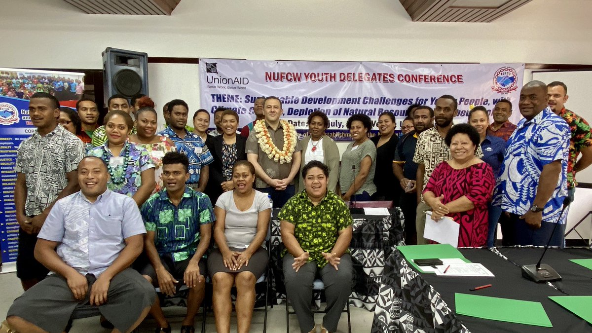 ILOPasifika's tweet photo. Director ILO Pacific @MatinKarimli opens the Fiji national union of factory &amp; commercial workers conference on sustainable development challenges for young people with climate change, depletion of natural resources &amp; labour mobility #betterfutureofwork #BuildBackBetter #teamfiji https://t.co/2ap1ABAAEZ