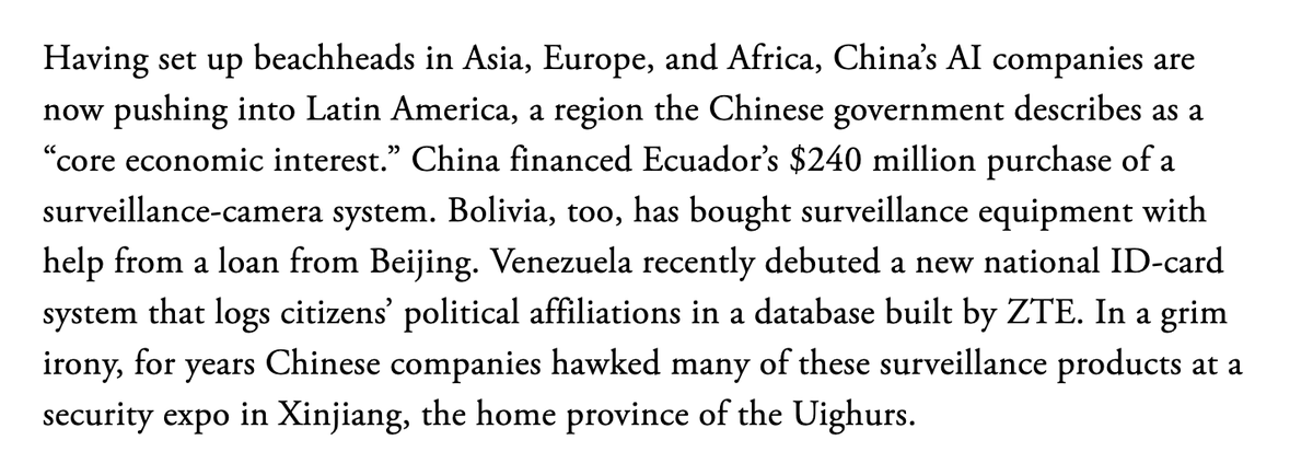 Third example: China is not just now turning to Latin America to export surveillance tech! They were among the first countries to adopt Safe City type platforms--before Africa, not behind it. 4/n