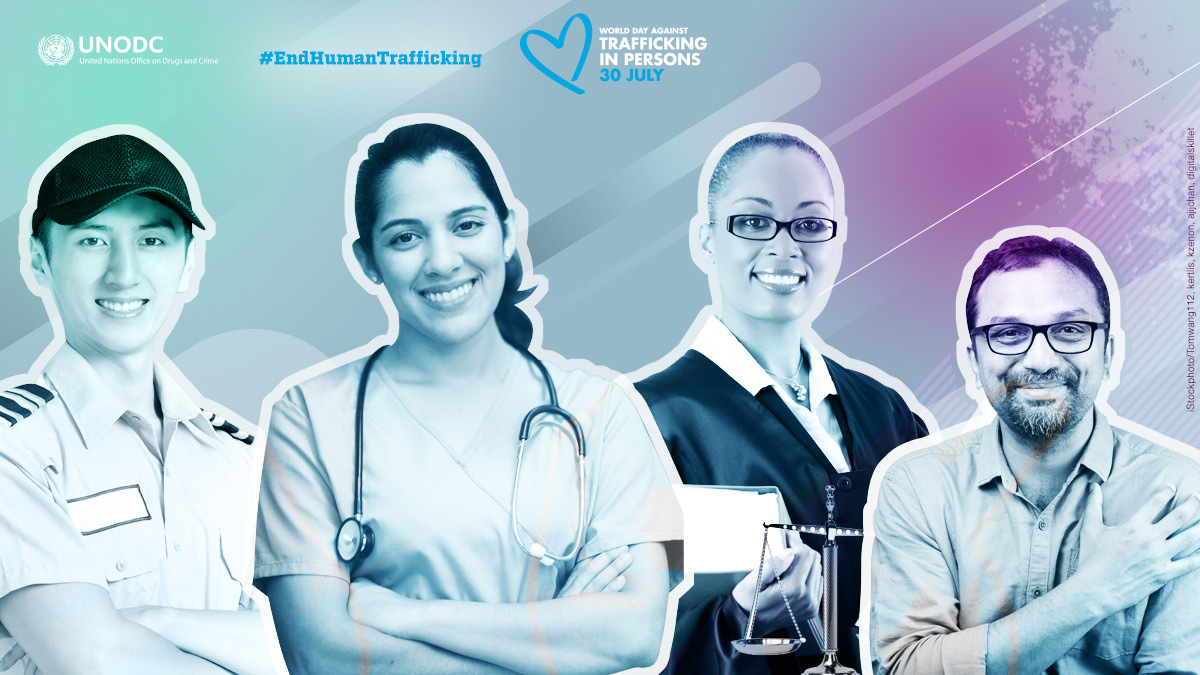 Ce jeudi, Journée mondiale de la lutte contre la traite d’êtres humains, rendons hommage aux agents des services sociaux, de la santé, des forces de l’ordre, de la justice, des ONG &amp; aux fonctionnaires d’État qui se sont engagés pour #EndHumanTrafficking. bit.ly/3jQFfVF