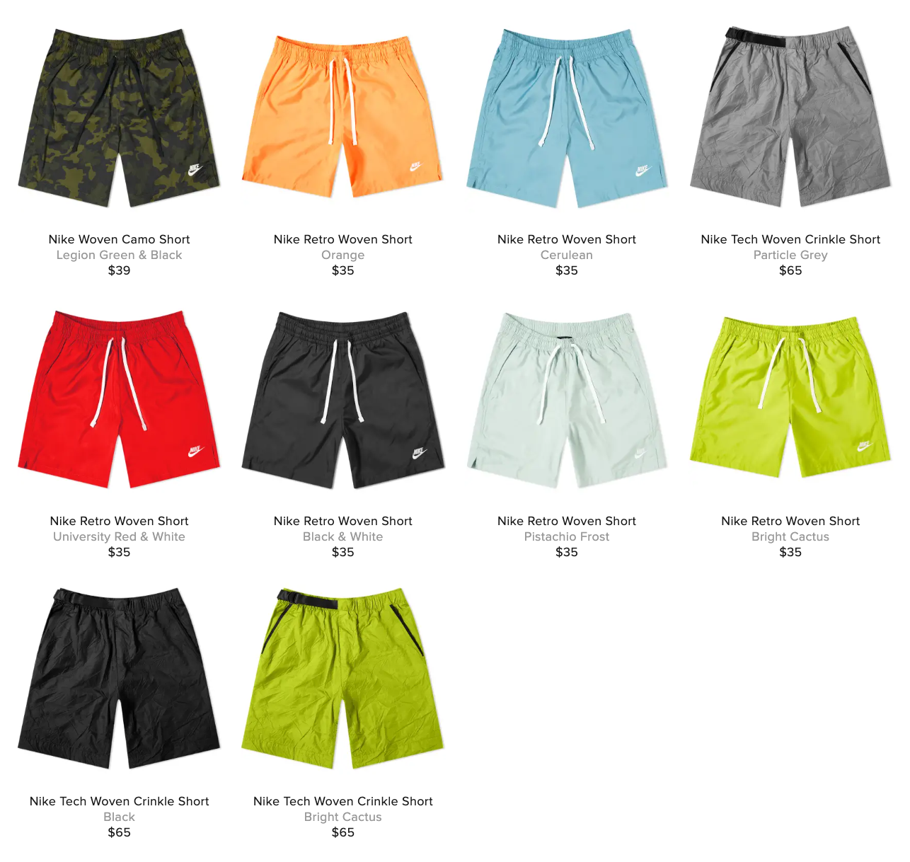 nike crinkle shorts