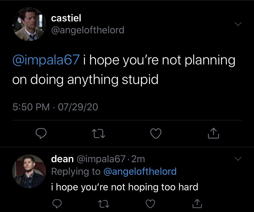 thread of spn characters if they had twitter accounts because i’m bored 