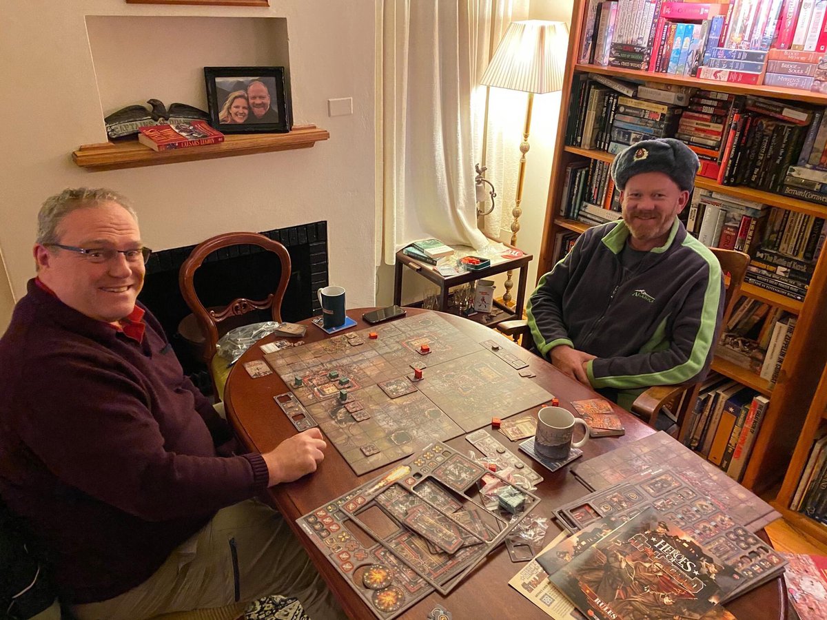 Paul89487518's tweet photo. Finally unboxed my #DevilPig #heroesofstalingrad Kickstarter. Lots of fun in our initial game, which saw Comrade Lieutenant Boris cross the board to get the critical vodka supplies! (I’m sure the hat helped!) Another fun but tactically challenging game by @Devil_Pig_Games https://t.co/1s5uJX5HR4