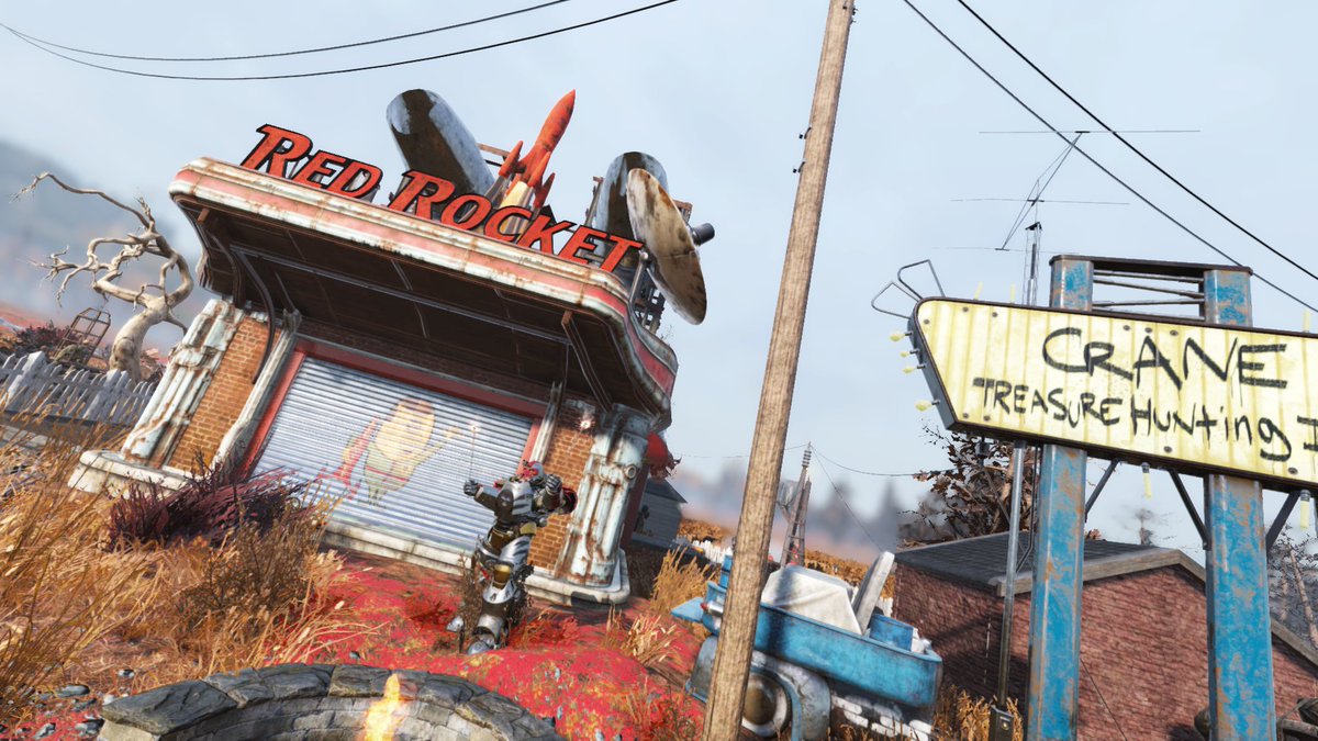 PiLotTRr's tweet photo. Rikku turned her house into a #RedRocket repair shop. The bar and pool areas are mostly unchanged. New look but same location. She has been in this spot for over a year now. #Fallout76 #F76Camp #TheLegendaryRun #VirtualPhotography #F76Photomode https://t.co/woj96FFoBb
