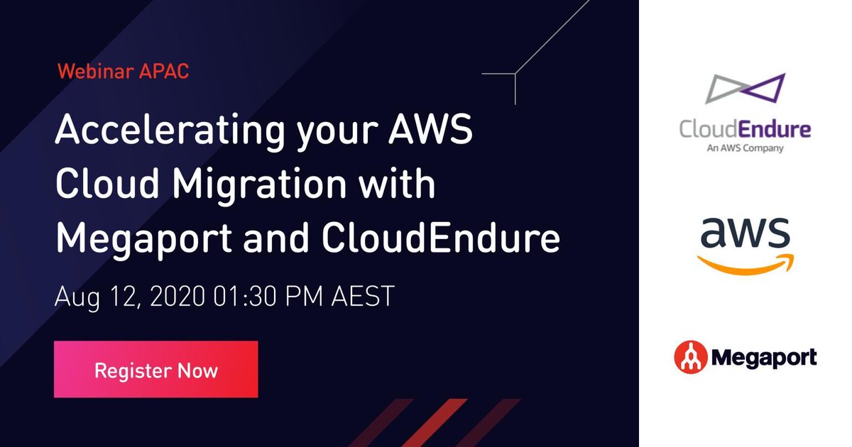 megaportnetwork's tweet image. Join us on August 12th with speakers from AWS and Megaport as we cover how CloudEndure and Megaport can simplify, expedite, and automate cloud migration into AWS.

Spots are limited: mp1.tech/2P9vtQe

#Megaport #CloudEndure #AWS #Migration #CloudConnectivity