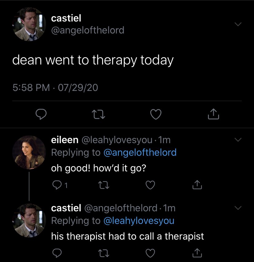 thread of spn characters if they had twitter accounts because i’m bored 