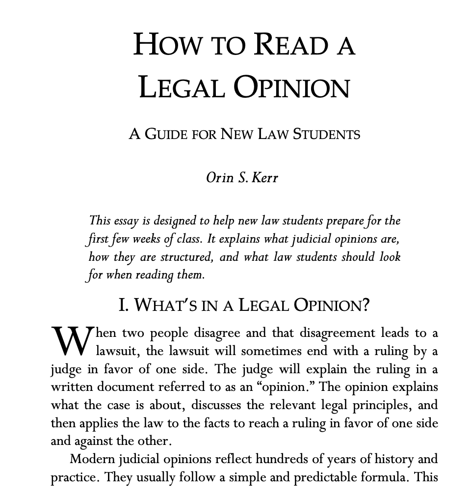 Orin Kerr on X: “If you’re starting your 1L year in a few weeks