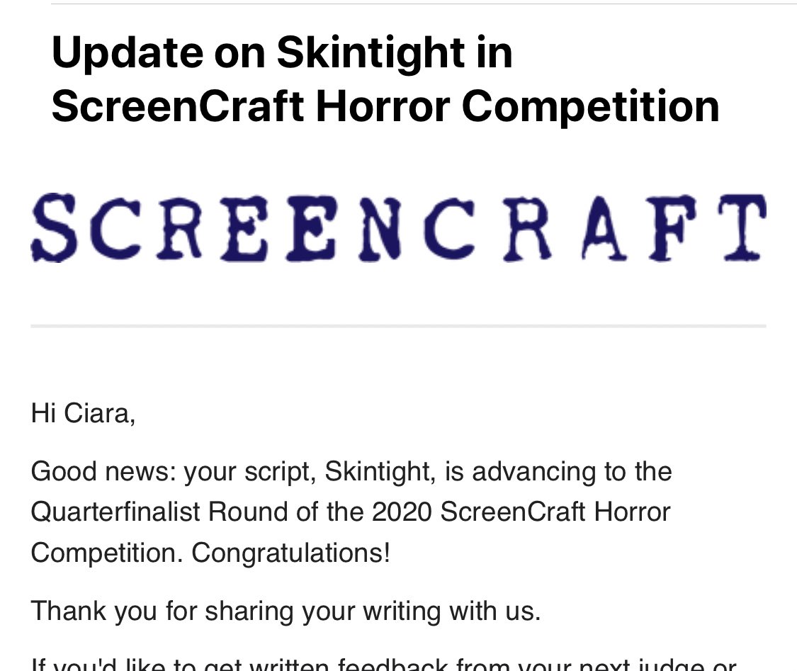 OMG! my Skintight script is a ScreenCraft quarterfinalist 😭🙏🏾