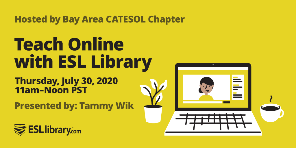 catesolbayarea's tweet photo. ESL Library Webinar is TOMORROW! (Thursday, July 30). Register today and learn more: https://t.co/dhCC6x2QJu https://t.co/URbmwpAmuA