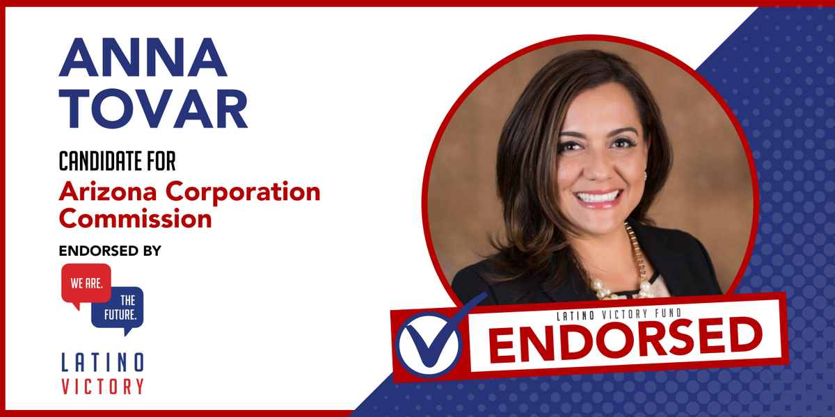 . @AnnaTovarAZ would be the  #FirstLatina elected to statewide office in Arizona history. As Corporate Commissioner, she will fight to expand renewable energy, be an unapologetic voice for Arizona’s utility ratepayers, & restore trust & accountability to the office.
