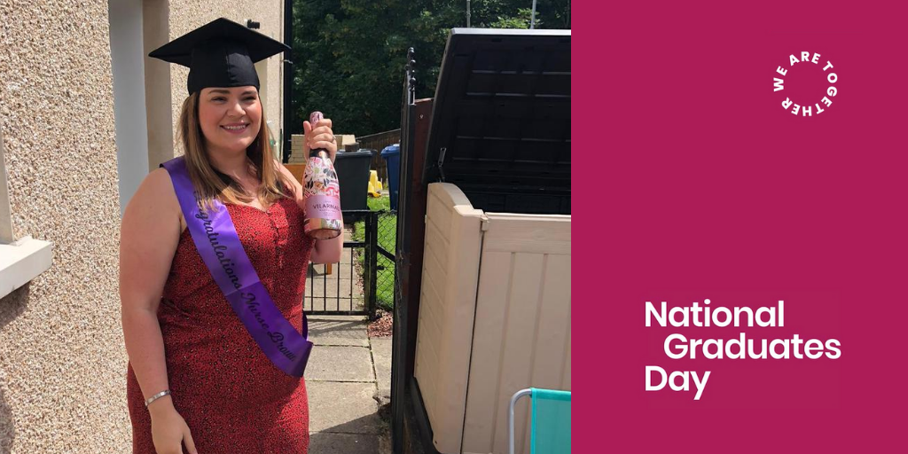 UniWestScotland's tweet photo. Sarah Brown graduated from our BSc in Adult Nursing this month.
“My friends surprised me with an afternoon tea party. Then I had a lovely meal with my husband, children and my parents.”
Congratulations, Sarah!
#2020MADEUS #WeAreTogether #UWSGraduate2020 https://t.co/60wAPacfig