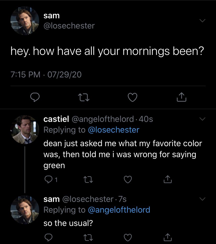 thread of spn characters if they had twitter accounts because i’m bored 