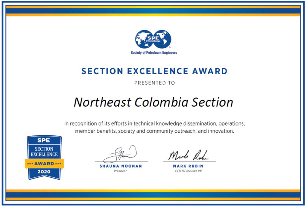 spenortheastco1's tweet photo. We are proud to announce that @SPEtweets has acknowledged us with the Section Excellence Award!

We want to thank all the volunteers and participants to our events and programs for helping us achieve this goal.

Let’s keep working together!

#WeAreSPE
#SPEhse
#LACPEC2020 https://t.co/NSBxybgE3f
