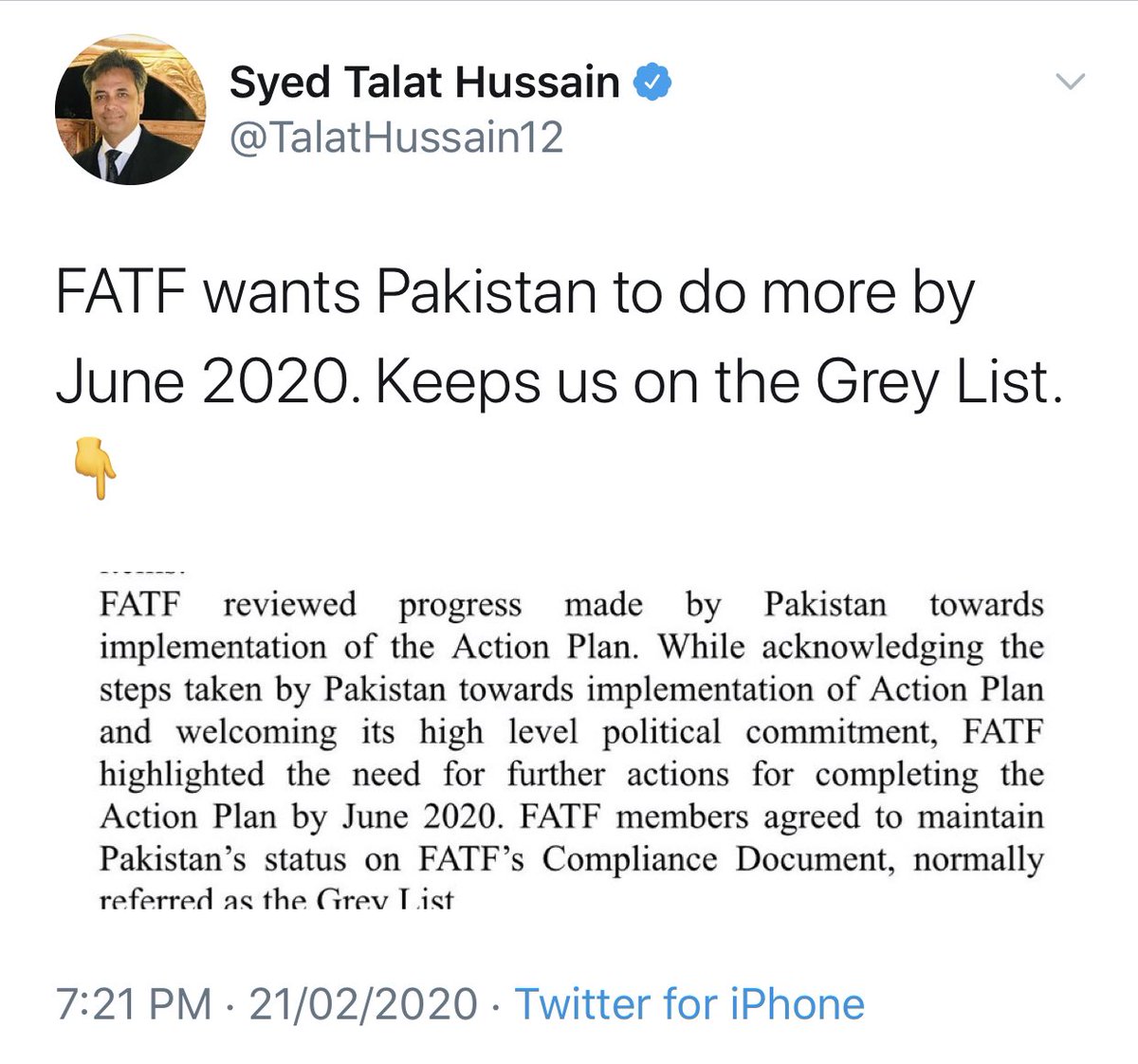 FATF asked Pakistan to make necessary legislative amendments which Pti Government religiously working on despite not enjoying 2/3rd Majority in Parliament but adamant to address.  @TalatHussain12 a Senior Journalist reminds what’s needed in his tweet here 