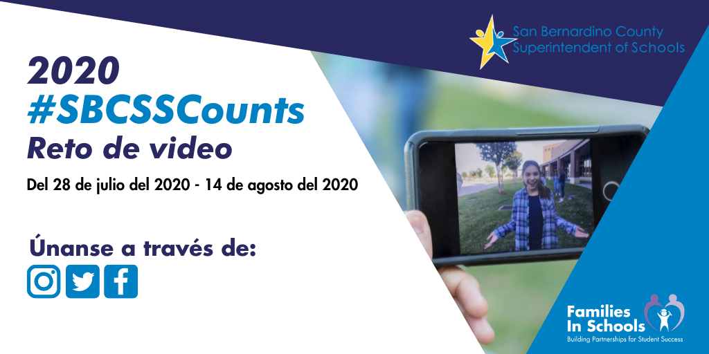 SBCountySchools's tweet photo. Join the 2020 #SBCSSCounts Census Video Challenge! To learn more en Español click here: 
https://t.co/BeJaY3tPtO https://t.co/kNnXeopbWo