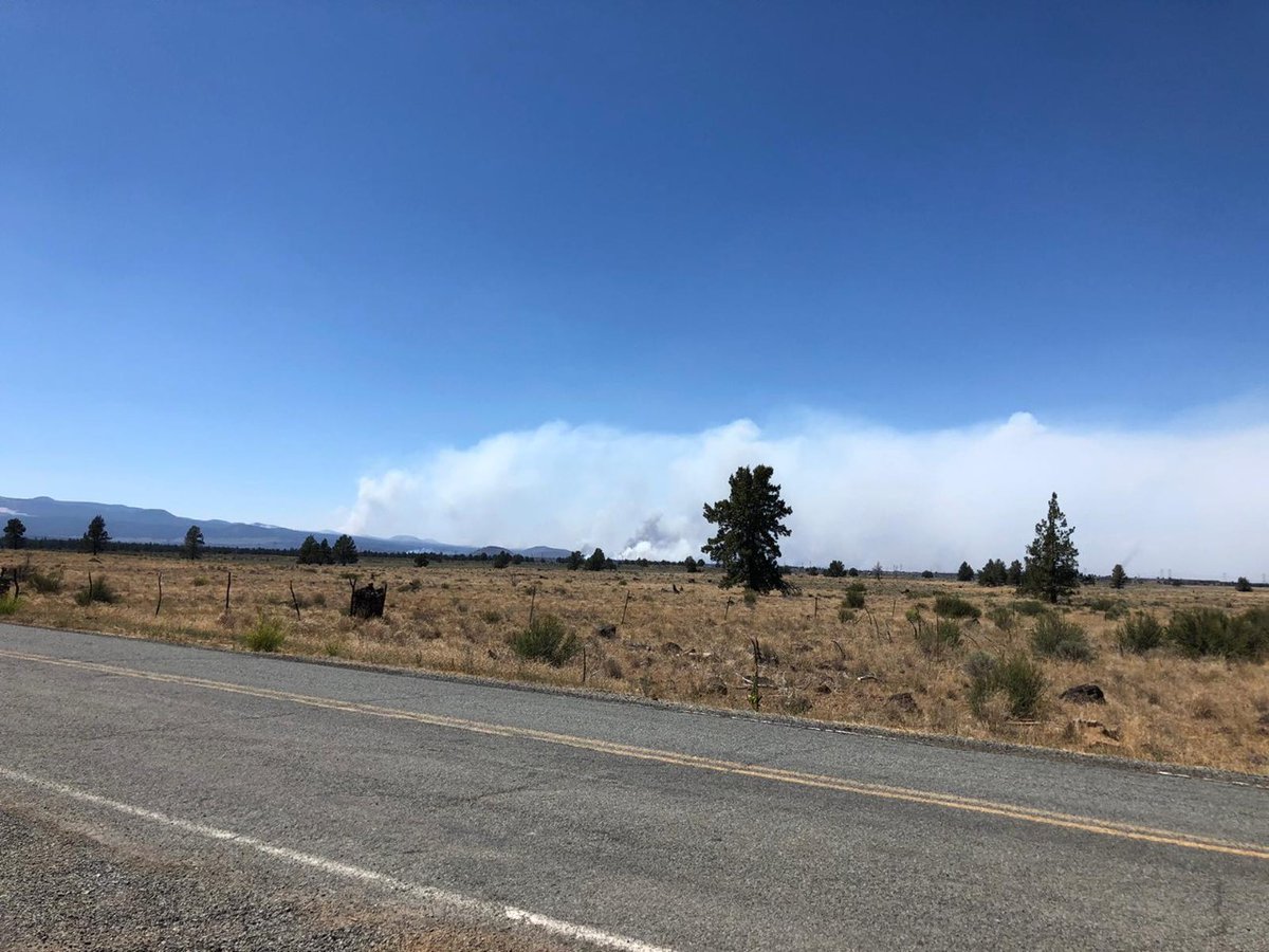 ModocNF's tweet image. Portions of the #CaldwellFire within the #JulyComplex are starting to see increased fire activity as winds increase and humidity begins to bottom out. Residents can expect to see more smoke today than yesterday.