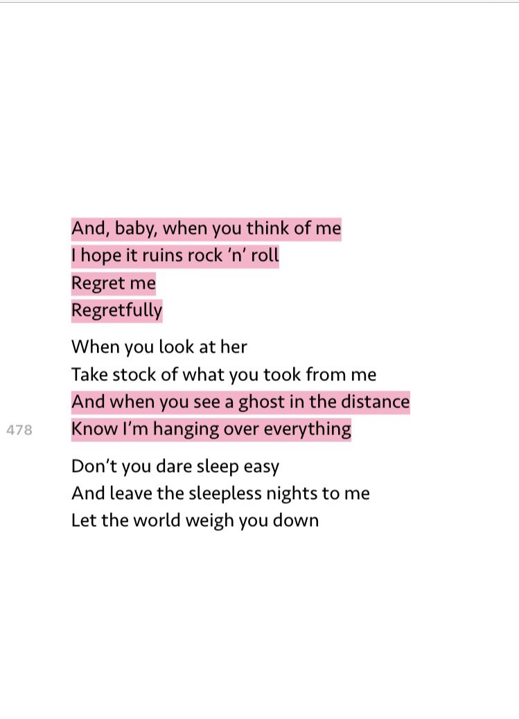 cardigan_________in her lyrics to “regret me,” daisy writes about haunting someone once they are gone