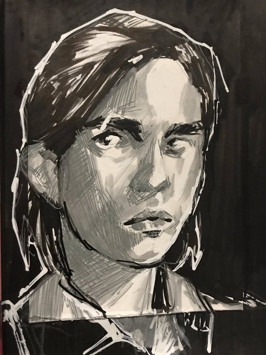 EthanCastillo05's tweet photo. Drew Ellie @TheVulcanSalute from @Naughty_Dog #TheLastOfUs2 as part of my art homework. Used @sakuraofamerica Moonlight #GellyRoll and #Permapaque pens. #SakuraOfAmerica https://t.co/zkeIZRunwt