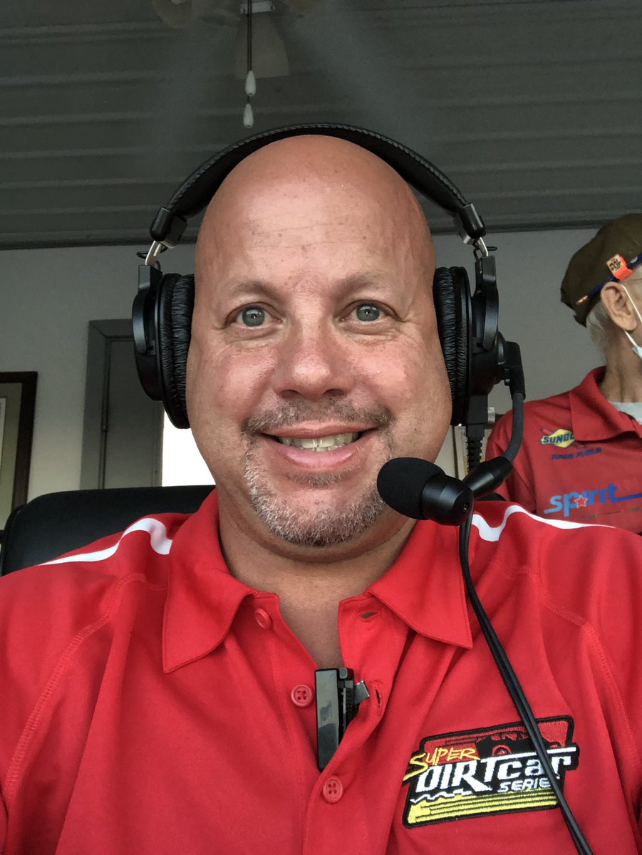 NYVoice13's tweet photo. I cannot begin to tell you all how much I have missed announcing a race. I am so appreciative to be back behind the mic tonight @SuperDIRTcar #Shamelessphoto https://t.co/Hv8QCxfhdN