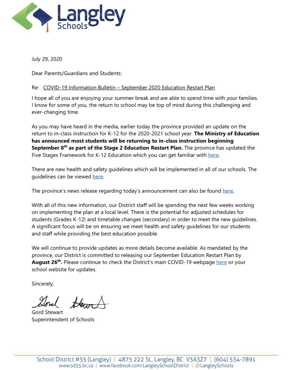 UPDATE FOR PARENTS/GUARDIANS/STUDENTS: Please visit your school or District website to view the latest Information Bulletin from our Superintendent. View image or read here: bit.ly/30YGPMx #MySD35Community