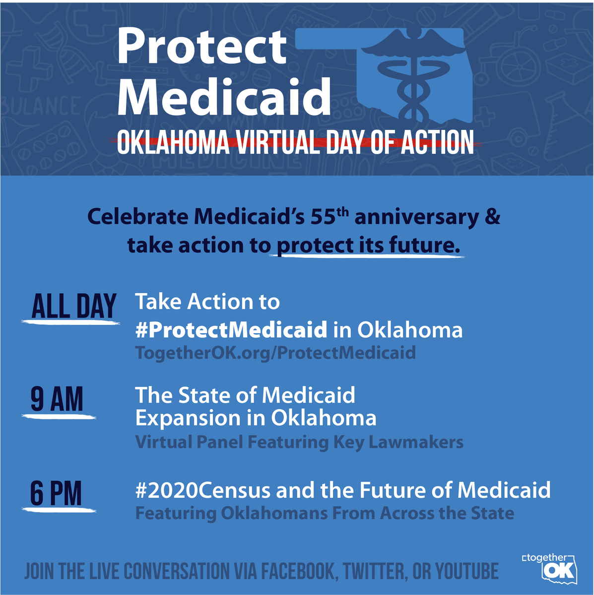TogetherOK's tweet photo. Now more than ever, it is vital that our #Medicaid program (SoonerCare) continue to provide access to quality health care to Oklahomans. In the coming year, elected officials & state policymakers begin the process of implementing Medicaid expansion following the passage of #SQ802 https://t.co/MHNXLlBcLj