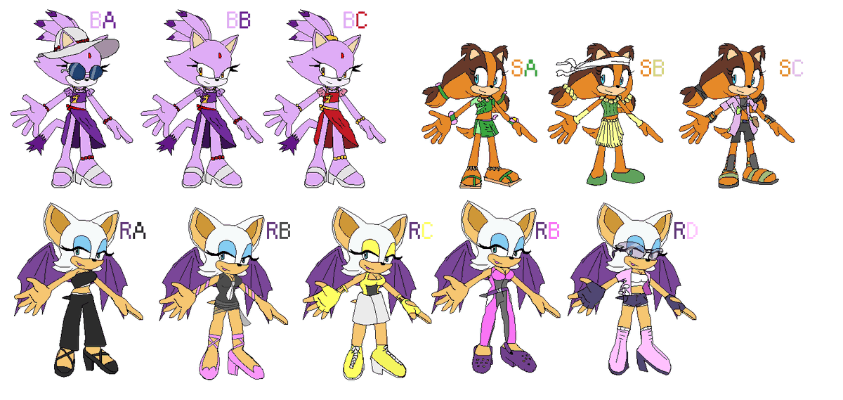 Nibroc.Rock på Twitter: &quot;here&#39;s a little behind the scenes conceptualizing  work Blaze I pretty much have down but man.. am I struggling to decide on  Rouge Sticks also overtook Rouge on the