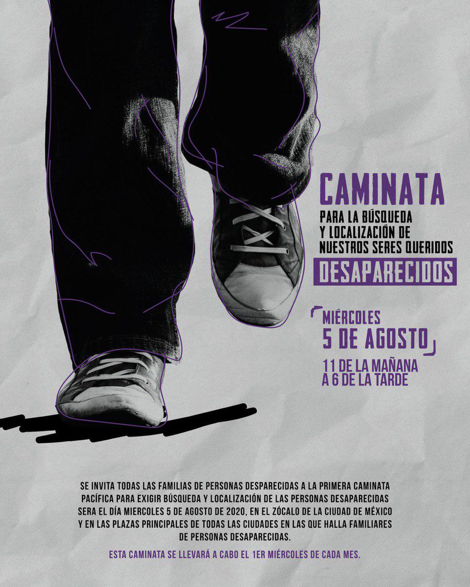 Elitos (@elauva) on Twitter photo Las familias de personas desaparecidas no han parado de caminar en busca de sus seres queridos, han logrado una ley y una CNB, y a pesar de ello, sus seres queridos no son buscados con una política de Estado. 
Ahora invitan a caminar en la más amplia unidad por los 70 mil Las familias de personas desaparecidas no han parado de caminar en busca de sus seres queridos, han logrado una ley y una CNB, y a pesar de ello, sus seres queridos no son buscados con una política de Estado. 
Ahora invitan a caminar en la más amplia unidad por los 70 mil
