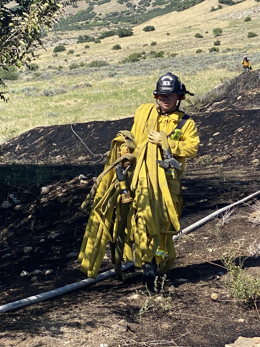 SDMFA's tweet image. Quick work by our firefighters extinguished a brush fire on the mountain in Centerville. Just above Center St, fireworks started the mountain on fire. The fire was quickly extinguished, burning about 2 acres. The responsible party is cooperating with the investigation.