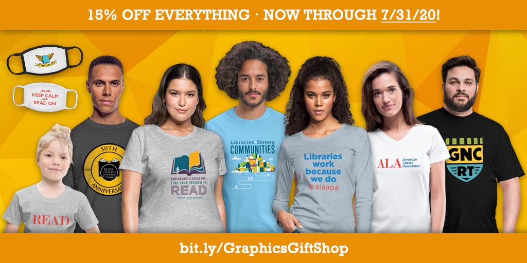 ALA_Graphics's tweet photo. Enjoy 15% savings on everything at https://t.co/G4zIWRKqKm, now through July 31! Shop designs from @ALALibrary, @alaapa, @OIF, @libcomix, @BC_ALA, and more. https://t.co/tRMdzYnSSk