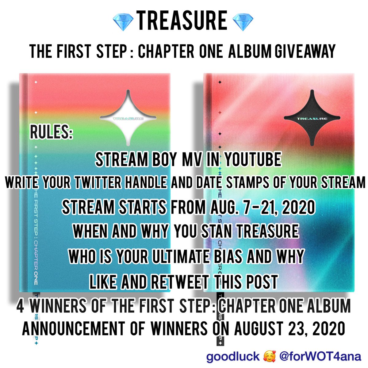 TREASURE THE FIRST STEP: CHAPTER ONE ALBUM GIVEAWAY FOR PH-TEUMES please follow the rules when you join this GA...reply your stream with  #TREASURE_FirstStepChapter1 ... goodluck and have fun while streaming!!! #트레저  #1stSINGLEALBUM  #THEFIRSTSTEP_CHAPTERONE  @treasuremembers