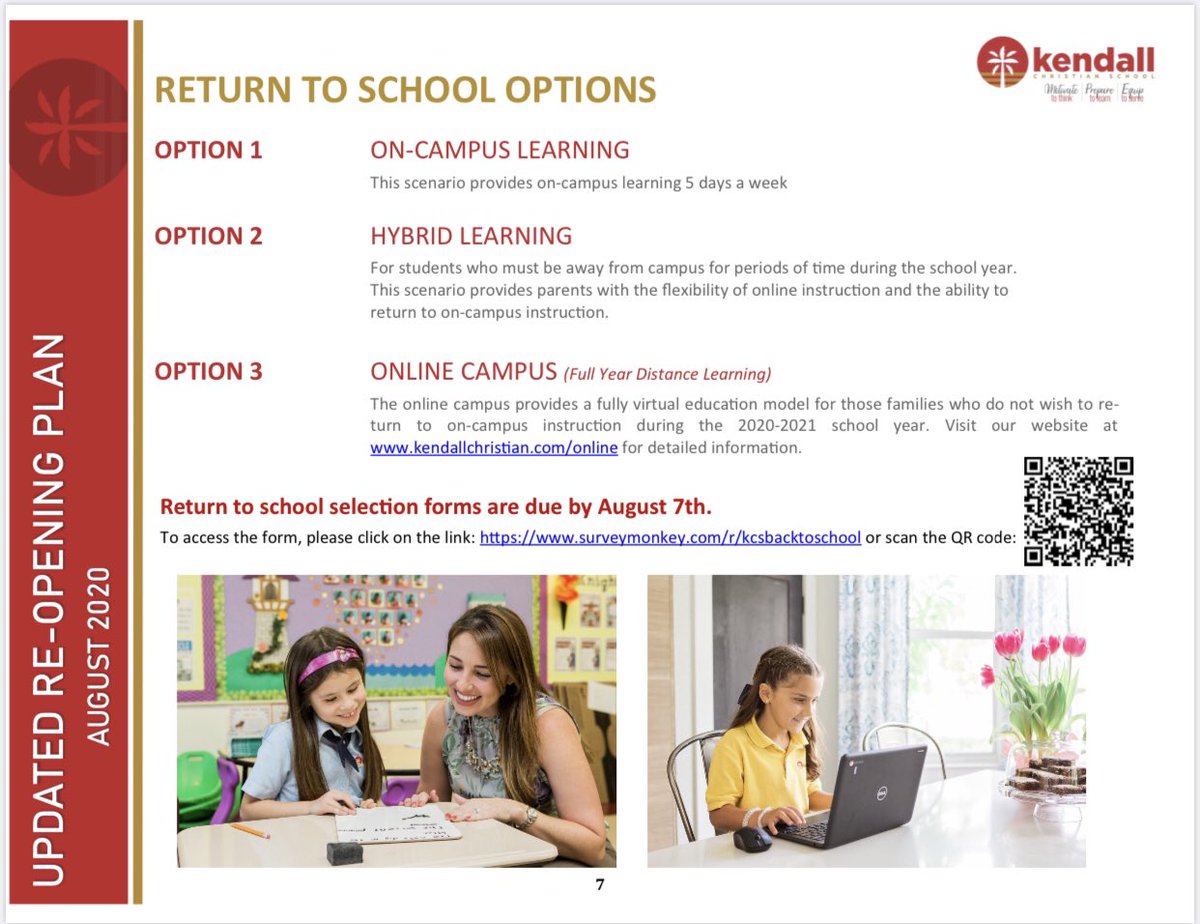 kcskendall's tweet photo. Our campus re-opening plan and back to school guide is now available. KCS is scheduled to open on August 24th. 

Parents, check your emails or visit our website for detailed information. https://t.co/Dx4acEYEwD https://t.co/VQtTQn3wGi