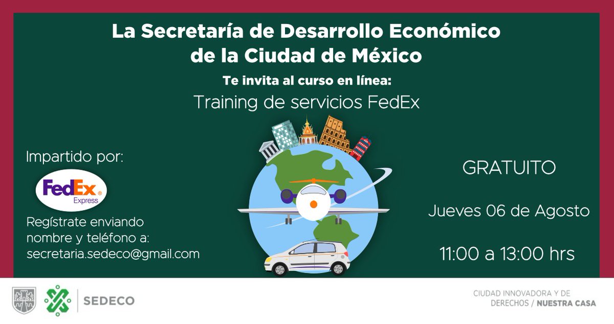 SedecoCDMX's tweet photo. ✅ En #Agosto tenemos #CursosOnline para ti:
🗓 Lunes 3 "Introducción a las neuroventas" por #NCQI
🗓 Miércoles 5 "Medidas Sanitarias en la Nueva Normalidad" por @AGSANITARIA
🗓 Jueves 6 "Training de Servicios #FedEx" por @fedexteayuda
🗓 Viernes 7 "Crowdfunding" por @AFICO_MX https://t.co/MG2Mwrv4mY