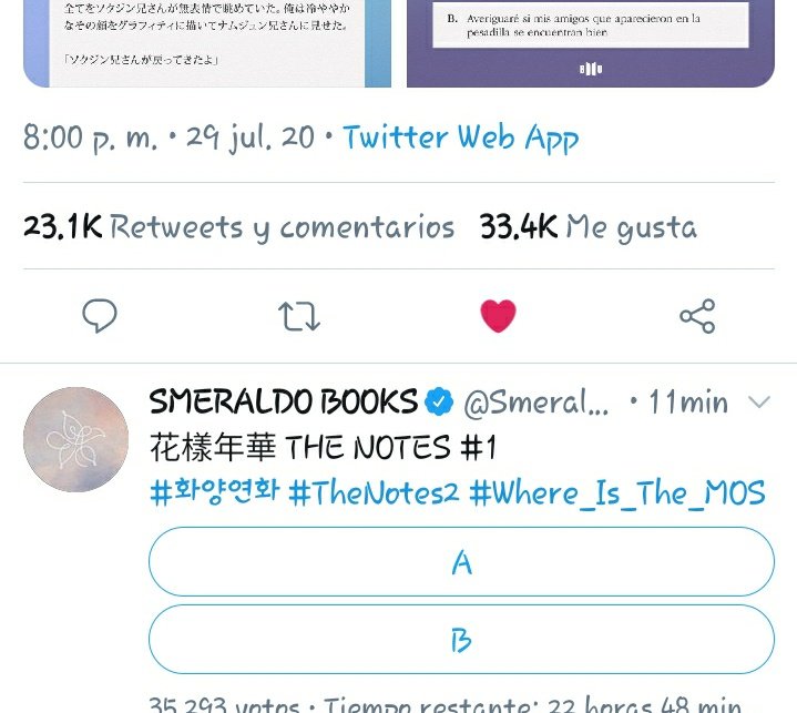 Baz1nga_93's tweet photo. Brooo no mmes nos han dado a que debemos votar ,y la verdad tengo miedo ,CUAL DE LAS DOS ES LA CORRECTA PARA QUE LOS CHICOS POCO A POCO HAGAN LAS COSAS CORRECTAS Y NO HAYA TANTAS TRAGEDIAS !?!
#Where_Is_The_MOS #TheNote2 @BTS_twt https://t.co/WTQp04cHJe