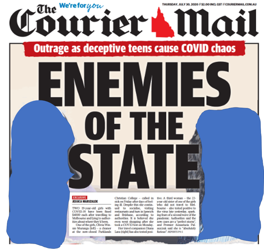 Okay, here's a thread of comments and responses to the Courier Mail's 'ENEMIES OF THE STATE' headline that simply prove that this isn't about race, and that people haven't received it that way