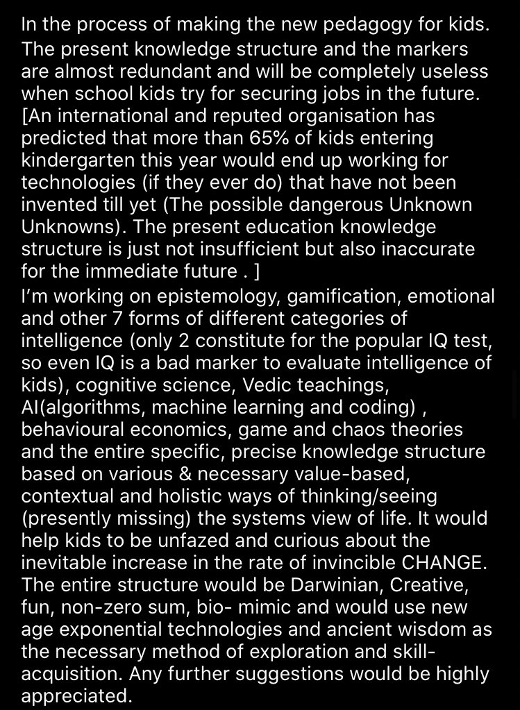 tiworryy's tweet image. He wanted to bring massive changes to our Education System. He created this pedagogy (it was one of his 150 dreams to work for Education) as he believed our Education System needs to be reworked and the emphasis should be more on developing Emotional Intelligence.
Genius :): ❤️