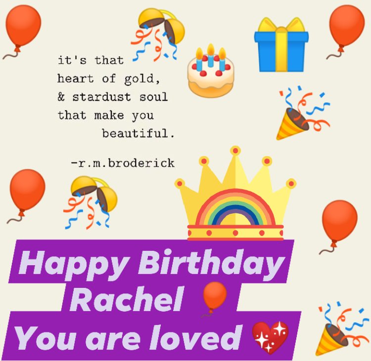 Sorry it's so late <a href="/RachelMiner1/">Rachel Miner</a> but my kids would be very upset if I didn't send you your birthday message! Happy birthday to such a strong and beautiful soul! Hope it was a wonderful day! You are always loved, Rachel!💜🎂🎈🎁🎉🎊💛 #SPNFamily