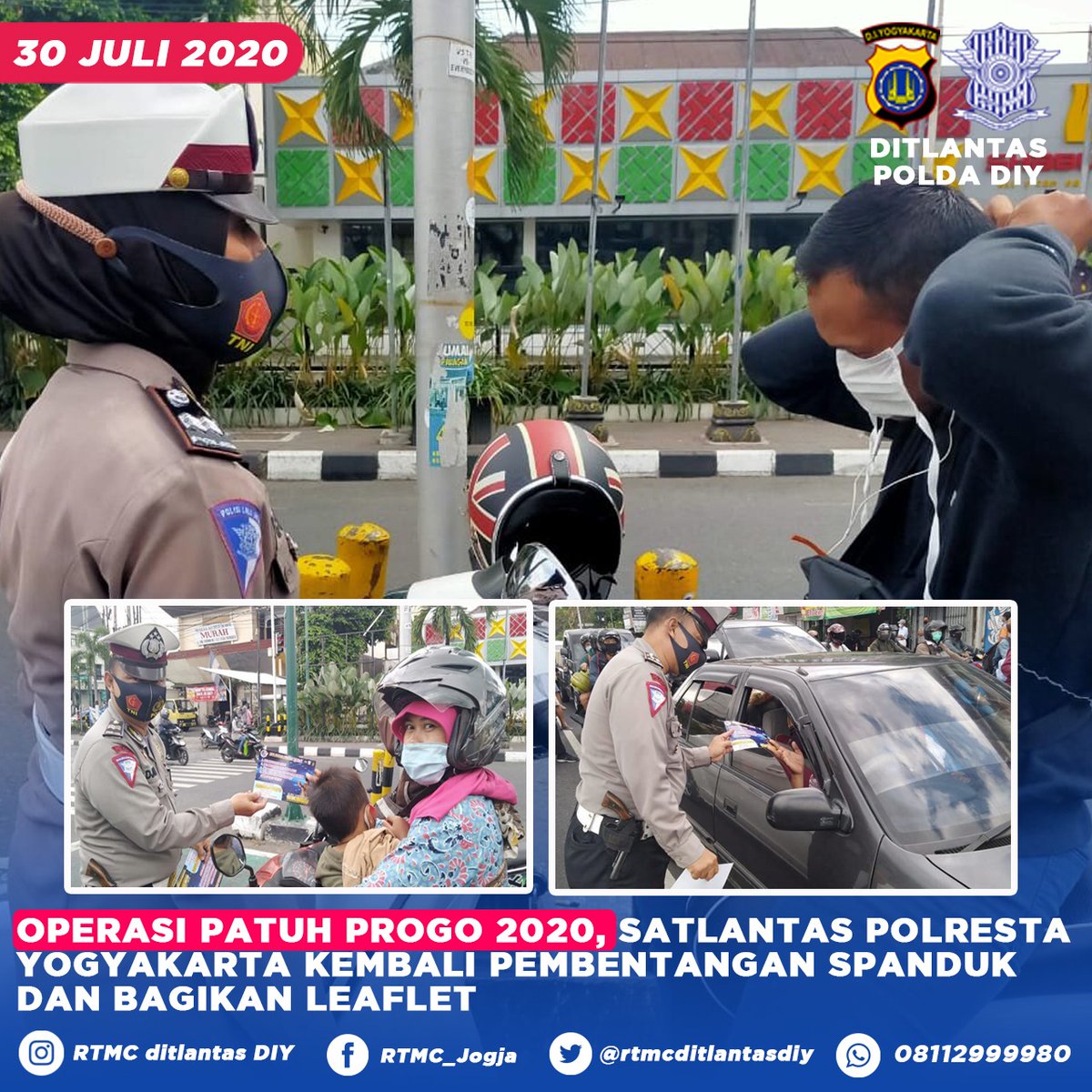 Operasi Patuh Progo 2020, Satlantas Polresta Yogyakarta Kembali Pembentangan Spanduk dan Bagikan Leaflet

ditlantasdiy.info/2020/07/30/ope…

<a href="/NTMCLantasPolri/">KorlantasPolri.Ntmc</a> <a href="/PoldaJogja/">Polda D.I. Yogyakarta</a>