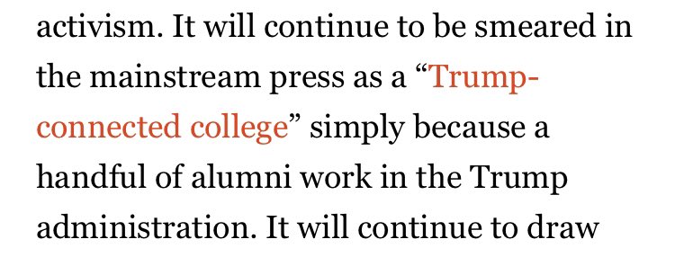 Let’s mone on. This one is just funny – John, VP Pence spoke at graduation. Hannity and Limbaugh advertise regularly for the college. Dr. Arnn praises Trump in regular intervals on Hugh Hewitt. If you can’t figure out why people think Hillsdale is a Trump-connected college...dude