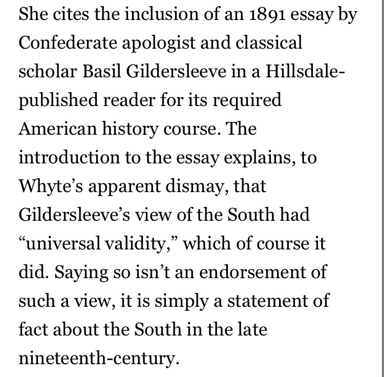 This one takes some unpacking, but it’s worth it. Gildersleeve was a Confederate soldier who later became a respected classicist. He was unapologetically pro-Confederate decades later, as well as anti-Semitic.