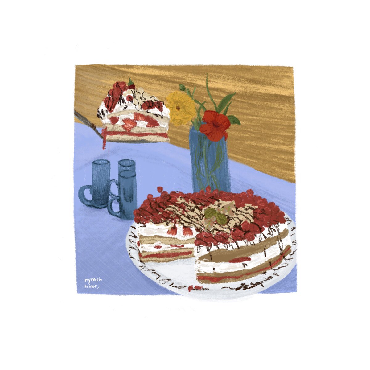 nymphnimf's tweet photo. ไม่ได้วาดรูปมานานม้ากก
.
.
decided to join the challenge from stillherestilllife week 17 prompt & ref image from platetalks 🤩🧁🍰🧃#stillherestilllife #illustration #platetalks https://t.co/R6koh56xvG