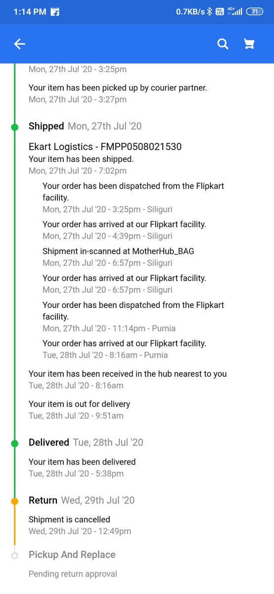 AMANMISHRA8877's tweet photo. Multiple policies at same time. No 7 days return or replace policy even after written in product page.
Getting a replace of product after tried so many things just to return a product which was defective at the time of delivery.
@flipkart @Flipkartsupport
1/2 https://t.co/T5UhKctns1