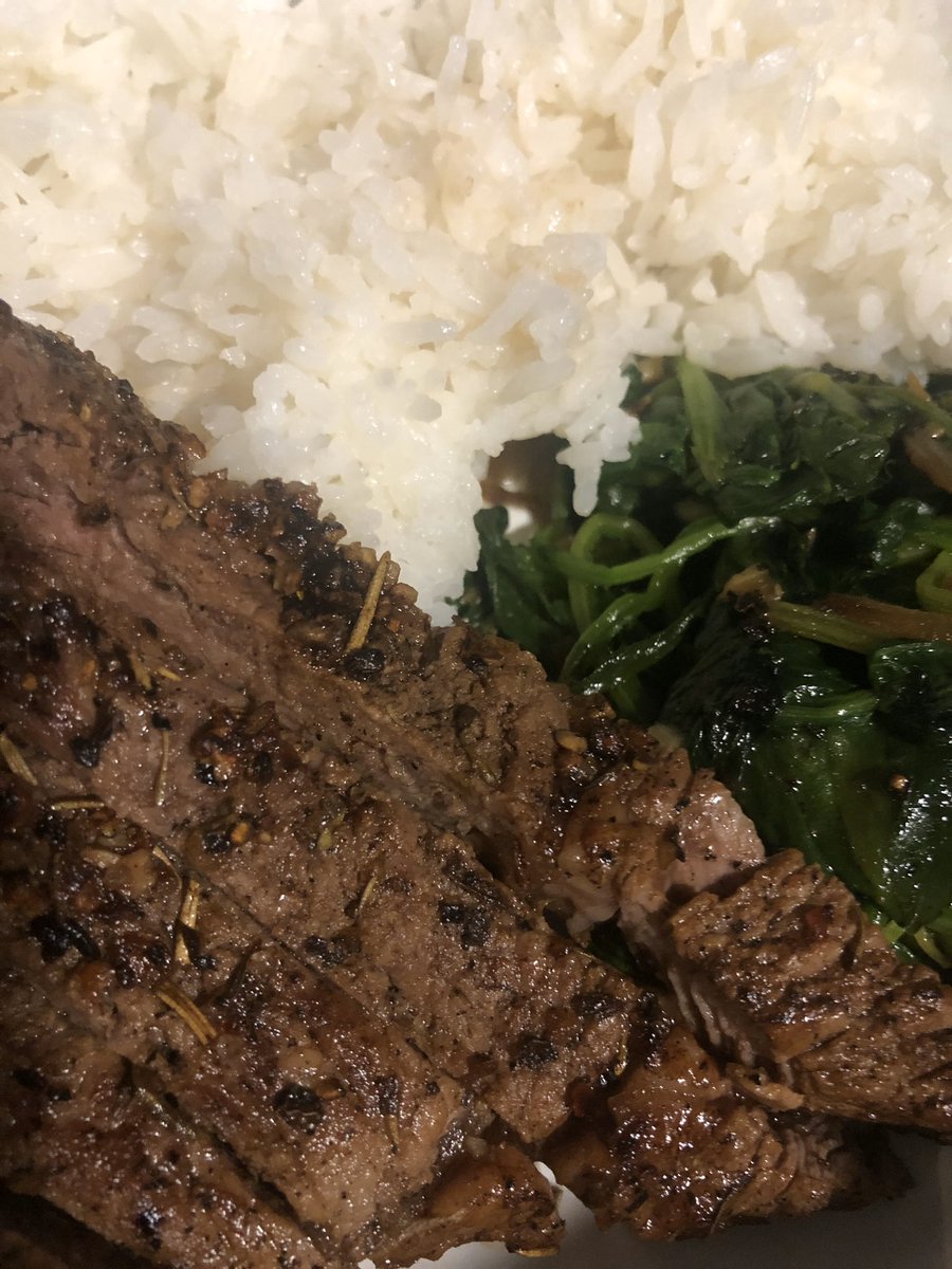 Steak, Rice, and Spinach sHE COOKED