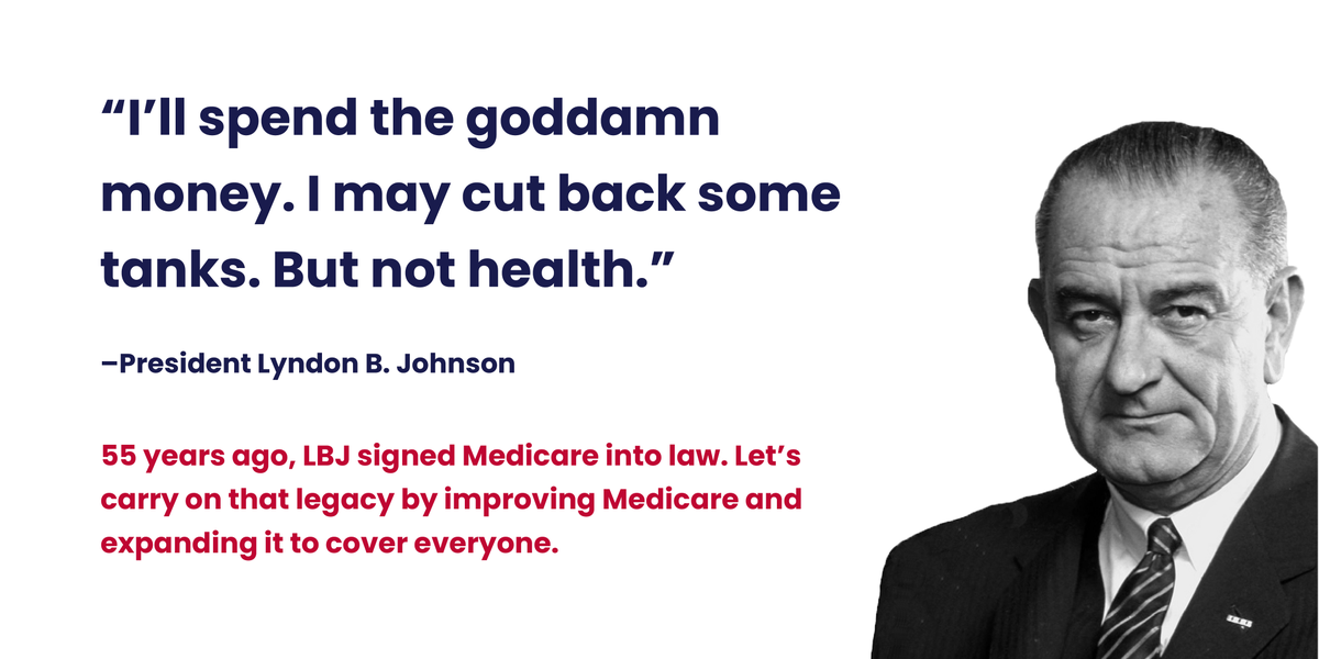 SSWorks's tweet photo. It’s been 55 years since Medicare was signed into law.
Let’s say “Happy Birthday!” by finally guaranteeing health care as a human right with #MedicareForAll.
#55YearsOfMedicare https://t.co/tuzBCtFMZr